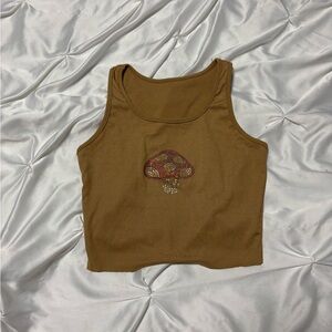 SHEIN Brown Tank Top with Mushroom Design
